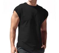 FNKDOR Men's T-Shirts Summer Breathable Sleeveless Vest Crew Neck Lightweight Loose Fit Mens Tank Tops Solid Color Moisture Wicking Oversized Tops Quick Dry Plus Size Tees(A2-Black,4XL)