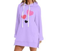 FNKDOR Oversized Hoodie Dresses For Women Uk First Ones Oversized Hoodies Women's Casual Pullover Dress Ladies Winter Spring Long Sleeve Split Hem Long For Women Uk Thermal(A5 Purple,M)