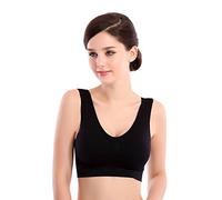FNKDOR Sports Bra, Womens Thin No Mat Athletic Vest Fitness Yoga Stretch Tops Tank Bra Black