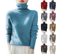 FNKDOR Turtleneck Jumpers for Women UK 2025 Solid Color Pullover Long Sleeve Loose Fit Fall Spring Jumper Autumn Chunky Knit Tops Ladies Sweatshirs Knitwear Sweater for Women UK(A3 Sky Blue,M)
