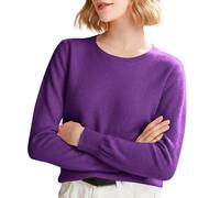 FNKDOR Women's Cashmere Jumpers Crew Neck Oversized Merino Wool Jumper Knitted Smart Jumpers for Women UK Ladies Long Sleeve Autumn Winter Warm Loose Sweater Fashion Pullover(Purple,L)