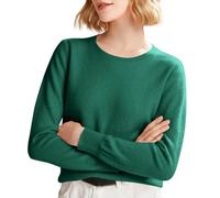FNKDOR Women's Cashmere Jumpers Crew Neck Oversized Merino Wool Jumper Knitted Smart Jumpers for Women UK Ladies Long Sleeve Autumn Winter Warm Loose Sweater Fashion Pullover(Green,XL)