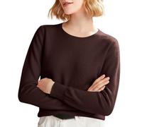 FNKDOR Women's Cashmere Jumpers Crew Neck Oversized Merino Wool Jumper Knitted Smart Jumpers for Women UK Ladies Long Sleeve Autumn Winter Warm Loose Sweater Fashion Pullover(Coffee,L)