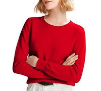 FNKDOR Women's Cashmere Jumpers Crew Neck Oversized Merino Wool Jumper Knitted Smart Jumpers for Women UK Ladies Long Sleeve Autumn Winter Warm Loose Sweater Fashion Pullover(Red,XXL)