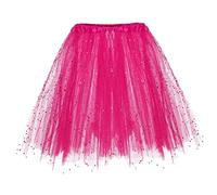 FNKDOR Women's Classic Elastic 3-Layered Tulle Tutu Ballet Skirt Running Tutu,Rose Sequin