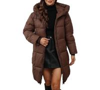 FNKDOR Women's Coats Winter Jackets for Women UK Warm Long Down Jacket Lightweight Windproof Quilted Puffer Coats Ladies Winter Coat Hiking Parka Outdoor Outwear with Hood(Coffee,XXL)
