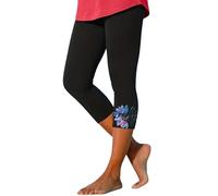 FNKDOR Womens Cropped Trousers Ladies Capri Summer Pants Short Crop Stretch 3/4 Leggings for Women UK Three Quarter Clothes Elasticated Cut Off Yoga Leggings(A4 Black,XL)