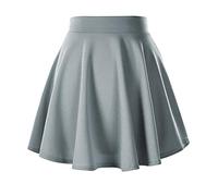 FNKDOR Women's Half Bodies Skirt Solid Color Casual Skirt Summer Beach Casual Skirt Slim Short Mini Skirt Pleated A-Line Swing Skirt Elastic Waist Stretchy Extender Tunic Skirt(B Grey,XS)