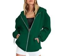 FNKDOR Women's Hoodies for Women UK Zip Up Hoodie Drawstring Oversized Y2K Ladies Spring Autumn Winter Full Zipper Jacket Plain Sweatshirt with Hooded Black Hoodie Women(A6 Green,5XL)