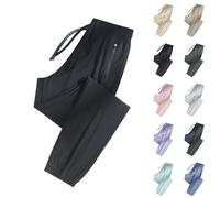 FNKDOR Women's Ice Silk Pants Quick Drying Waterproof Breathable Hiking Pants Ladies Plus Size UK 10-30 Stretch Straight Leg Joggers Womens Lightweight Lounge Baggy Outdoor Trousers(A2-Black,4XL)