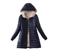 FNKDOR Women's Jackets Winter Women's Long Coats Outdoor Down Winter Puffer Jackets Quilted Padded Jacket Hooded Fleece Lined Parka Coats Winter Jacket Women Down Jacket Women(A2-Navy,M)