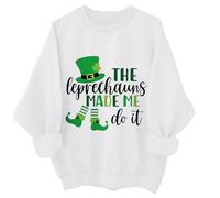 FNKDOR Women's St. Patrick's Day Irish T Shirt The Leprechauns Made Me Do It Funny St Day Lette Print Sweatshirts no hood Ladies Spring Warm Streetwear(White,XL)