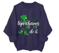 FNKDOR Women's St. Patrick's Day Irish T Shirt The Leprechauns Made Me Do It Funny St Day Lette Print Sweatshirts no hood Ladies Spring Warm Streetwear(Navy,L)