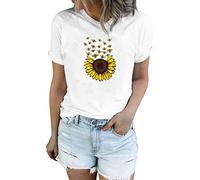 FNKDOR Women's Summer T-Shirts Sunflower Bee Kind Graphic Printed Tees Tops Cute Flower Short Sleeve Loose Fit Comfy Tunic Tops Pullover Crew Neck Tees Blouse for Outdoor Outfits
