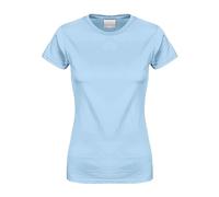 FNKDOR Women's T-Shirts Basic Cotton Linen Crew Neck Tee Shirts Slim Fit Length Layering T Shirts for Women UK Summer Solid Color Ladies Girl Tunic Top Pullover Comfy Breathable Blouse Light Blue