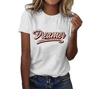 FNKDOR Women's T-Shirts Dragonfly Graphic Printed Tees Summer Simple Floral Short Sleeve Tops O Neck Basic Ladies Loose Fit Comfortable Tunic Tops Pullover Outfits for Women UK(A4-Orange,L)