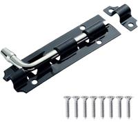 FNKISH 2 Pack Door Lock Bolts Black Shed Door Tower Bolt Heavy Duty Black Door Bolt Latch Ideal for use with Shed Doors, Gates and Outhouse Doors Slide Bolt 150mm (6’’)