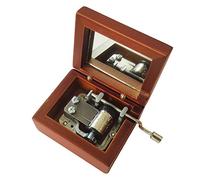 FnLy 18 Note Hand Crank Wooden Musical Box with Silver-Plating Movement in,Brown Music Gift Box,Swan Lake Music Box