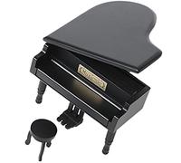 FnLy Retro Wind-Up Wooden Piano Musical Box,Wooden Simulation Gift Music Box,My Heart Will Go On Musical Box,with Silver-Plating Movement in,Black