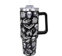 Fnokuxz Goth Tumbler 40 Oz, Goth Gifts for Women, Halloween Gothic Coffee Cup Travel Mug Water Bottle, Witchy Gothic Gifts, 40 Oz Tumbler with Handle and Straw