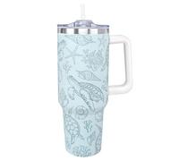 Fnokuxz Sea Turtle Tumbler 40 Oz Tumbler with Handle and Straw Coffee Cup Travel Mug Water Bottle, Sea Turtles Gifts for Women Turtle Lovers Girls