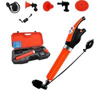 fnotlfue Toilet Plunger Gun, Electric High Pressure Pipe Unclogger with 4 Replaceable Heads and Real-Time Barometer, 10 Bar Drain Cleaner for Toilet, Sink, Floor Drain and Pipes