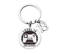 FNSIGHD 18th Birthday Key,18th Birthday Gifts for Boys Keepsake Keyring,Stainless Steel Gaming Engraved Keychain for Birthdays,Keepsake Keychains Gift,Funny Presents for Family and Best Friends