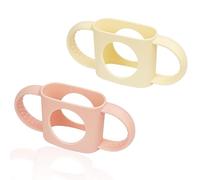 FNSIGHD 2 Pcs Baby Bottle Handles,Non-Slip Mam Bottle Handle,Silicone Mam Handles for Bottles,Ergonomically Designed Mom Handle,Easy Grip Mom Hold,for Baby Self Feeding(Pink/White)