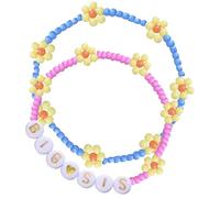 FNSIGHD 2Pcs Sister Bracelet with BIG-SIS Alphabet Beads,Creative Flowers Big Sister Bracelet,Litter Sisters Bracelets with Pink&Blue Beads,for Big Sisters Christmas Gifts for Little Girls