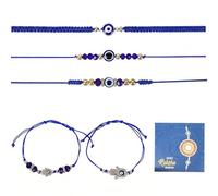 FNSIGHD 5 Pcs Evil Eye Bracelet Men,Adjustable Evil Eye Jewellery,Handmade Braided Rope String Bracelet,Simple Couple Bracelet,Modern Minimalist Style, for Women Men Family Friends Handmade Braided