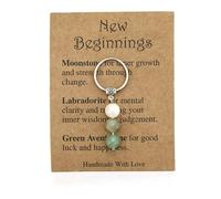 FNSIGHD Crystal Keyring,Natural Crystal Keychain New Job Gifts for Women,Keyring New Job Gifts with Card,Inspirational Encouragement Keyrings for Beginnings Gifts,for Family Friends Divorce Job