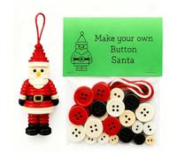 FNSIGHD DIY Button Christmas Ornament Kit, Multicolored Plastic Buttons, Santa Claus & Christmas Tree Designs, 12-Piece Set