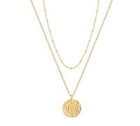 FNSIGHD Layered Necklaces for Women,Adjustable Dainty Trendy Stack Round Plated Gold Pendant Necklace,Stylish Minimalist Disc Hammered Pendant Gold Layered Necklace,for Women Party Jewellery Gifts