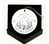 FNSIGHD New Home Gifts,2025 White Circle Ceramic New Beginning Memories With a Box,House Warming Gifts New Home,White Ornament for Send Keepsake Decorations,for Christmas in New House Bauble
