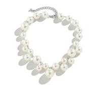 FNSIGHD Pearl Necklaces Simple,Pearl Costume Jewellery for Women,Large Big Chunky Necklaces for Women,Vintage Imitation Beaded-necklace ChokerJewelry,for Lady Girl Clothing Dress Accessories