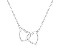 FNSIGHD Silver Heart Necklace,Adjustable Heart Necklaces for Girls,Women Interlocking Love Heart Necklace,Cute Hearts Pendant Necklaces,Girls Fine Jewellery,Women's Gift for Lovers & Friends