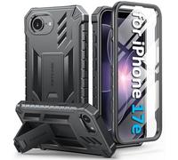 FNTCASE for iPhone 17e Phone Case: [Built-in Screen Protector & Kickstand] [Military-Grade Drop Protection] Heavy Duty Protective Full Body Shockproof Sturdy TPU Phone Cover with Stand Black