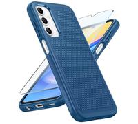 FNTCASE for Samsung A15 Phone Case: Dual Layer, Non Slip Textured, Blue | Screen Protector, Shockproof Protective Galaxy 4G/5G Cell Mobile Cover, Drop Protection, Rugged Back, Heavy Duty, Daily use