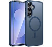 FNTCASE for Samsung Galaxy S25 FE Case: Magnetic Translucent Matte Military Grade Drop Proof Protection Cell Phone Cover - Slim Rugged Durable Shockproof Protective S25Fe Cases (Blue-6.7 inch)