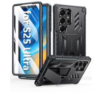 FNTCASE for Samsung Galaxy S25-Ultra Case: Built-in Screen Protector, Rugged Shockproof Bumper Cases Heavy-duty Protective Cover Military Grade Shockproof Anti-Scratch Case Black-Matte