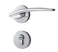 FNUAGXUE Modern Privacy Levers Door Lock Set - Brushed Satin Nickel Interior Handles for Bedroom, Bathroom, and Closet Doors(ModelC)