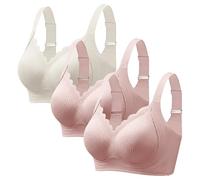 Fnumiszx 3 Pack Bras For Women Wireless Seamless Push Up Plunge Bra Comfort Support Everyday Bralette Full Coverage Sports Bras Ladies Zero Feel Bralettes With Adjustable Straps Plus Size Lingerie