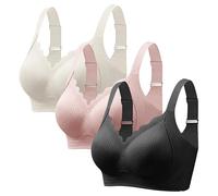 Fnumiszx 3 Pack Bras For Women Wireless Seamless Push Up Plunge Bra Comfort Support Everyday Bralette Full Coverage Sports Bras Ladies Zero Feel Bralettes With Adjustable Straps Plus Size Lingerie