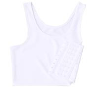 Fnumiszx Chest Binder Underwear Tank Tops Bandage Trans Breathable Side Hook Bustier Bra Crew Neck Pullover Bras Tank Top Lightweight Breathable Seamless Binder Bra for Transgender White