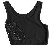 Fnumiszx Chest Binder Underwear Tank Tops Bandage Trans Breathable Side Hook Bustier Bra Crew Neck Pullover Bras Tank Top Lightweight Breathable Seamless Binder Bra for Transgender Black