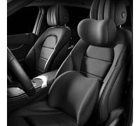 FNUQKREF Car Headrest Lumbar Support Cushion For Toyota Yaris 2000-2023, Ergonomic Memory Foam Car Seat Headrest Universal Pillow Kit For Neck And Back Pain Relief,A/Black