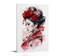 FNWNJNG Japan Geisha Girl Poster Decorative Painting Canvas Wall Art Living Room Poster Bedroom Painting Wall Art Picture Print Modern Family Room Decor 16 x 24 Inches (40 x 60 cm)