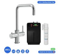 Fnx Bathrooms 3-In-1 Chrome Boiling Water Kitchen Tap With Child Lock, 2.4L Tank & 360-Degree Swivel Spout
