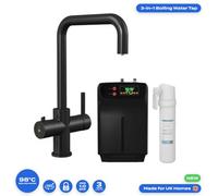 Fnx Bathrooms 3-In-1 Matt Black Boiling Water Kitchen Tap With 2.4L Boiler, Child Lock & 360 Degree Swivel Spout