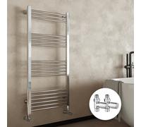 Fnx Bathrooms 500X800mm Chrome Heated Towel Rail Radiator & Manual Valve Set For Bathrooms